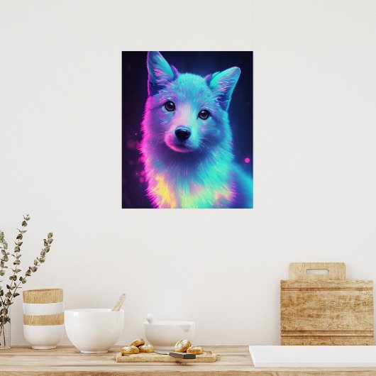 kleurige wolf poster (Keuken)