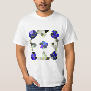 Kleurillustratie Fancy vormen, grijs en blauw T-shirt