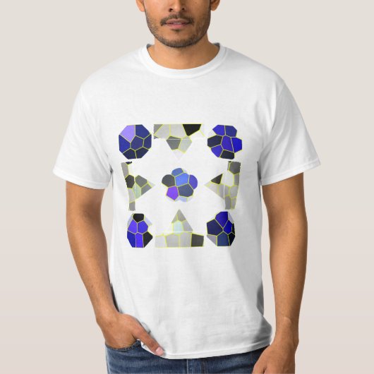 Kleurillustratie Fancy vormen, grijs en blauw T-shirt (Voorkant)