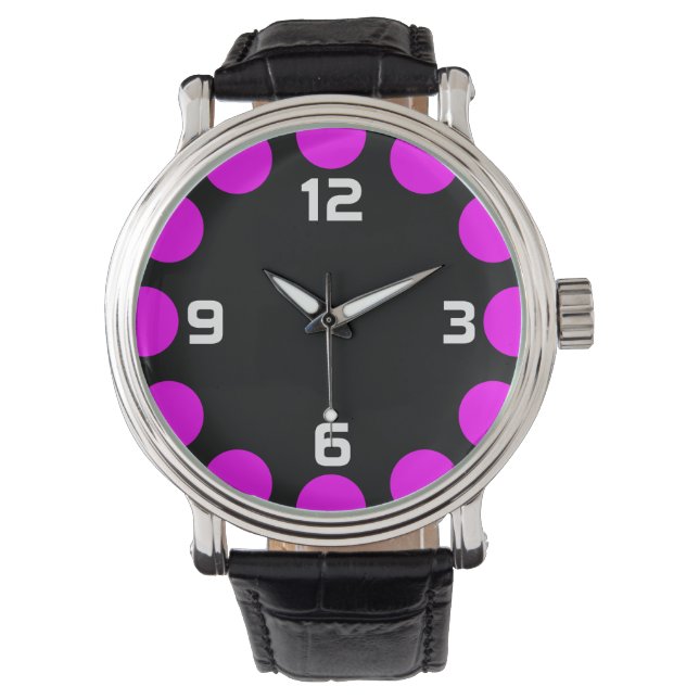 Kleurinstelling - Magenta op zwart Horloge (Voorkant)