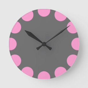 Kleurinstelling - Roze en grijs Ronde Klok