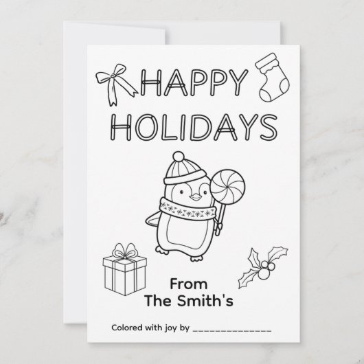 Kleurkaart met Kerst Feestdagenkaart (Voorkant)