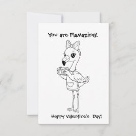 Kleurkaart van flamingo voor Valentijnsdag in de k Bedankkaart
