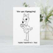 Kleurkaart van flamingo voor Valentijnsdag in de k Bedankkaart (Staand voorkant)
