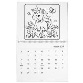 Kleurkalender van eenhoorn en prinses kalender (Mar 2027)
