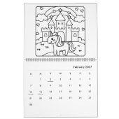 Kleurkalender van eenhoorn en prinses kalender (Feb 2027)