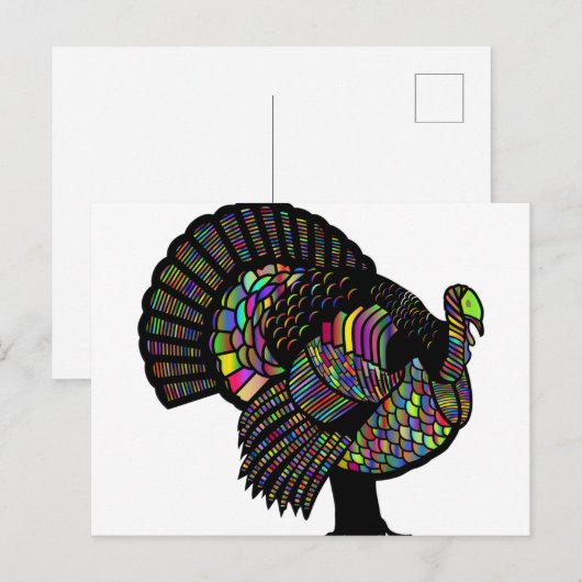 Kleurkalkoen Kerstkaart  Feestdagenkaart (Voorkant / Achterkant)