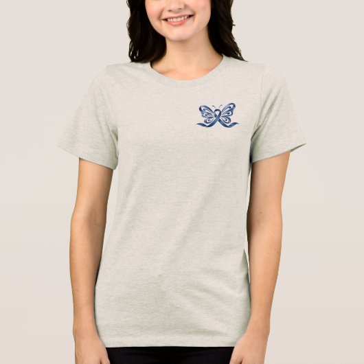 Kleurkanker Bewustzijn Vlinder Tri-Blend Shirt (Voorkant)