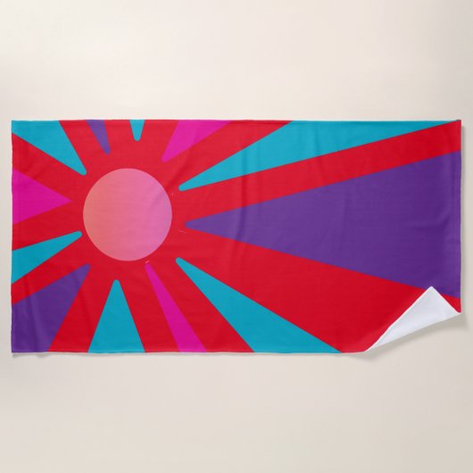 Kleurkeuken - Zonnerode roze Oranje geel Strandlaken (Voorkant)