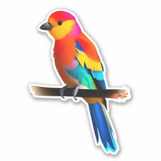 Kleurkleine vogel sticker (Voorkant)