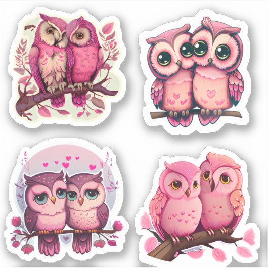 KLEURKLEURENPINK LOVE OWL VALENTIJNSE STICKERS (Voorkant)