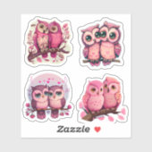 KLEURKLEURENPINK LOVE OWL VALENTIJNSE STICKERS (Vel)