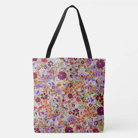 Kleurkleurig bloemen, collage-ontwerp tote bag (Voorkant)