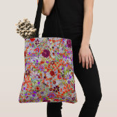 Kleurkleurig bloemen, collage-ontwerp tote bag (Dichtbij)