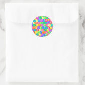 Kleurkleurig kleurpatroon van regenboogpolka-stip ronde sticker (Tas)