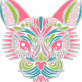 Kleurkleurig kleurstofdier sticker (Voorkant)