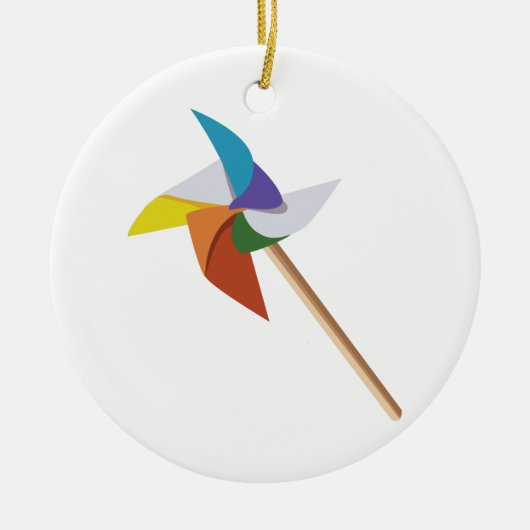 Kleurkleurig pinrad keramisch ornament (Voorkant)