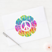 Kleurkleurig symbool voor vrede ronde sticker (Envelop)