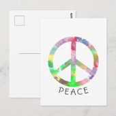 Kleurkleurig waterverf vredesbord briefkaart (Voorkant / Achterkant)