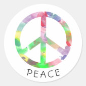 Kleurkleurig waterverf vredesbord ronde sticker (Voorkant)