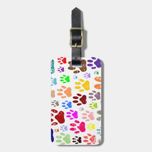 Kleurkleurige dog verven afdrukken bagagelabel (Voorkant verticaal)