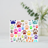 Kleurkleurige dog verven afdrukken briefkaart (Staand voorkant)