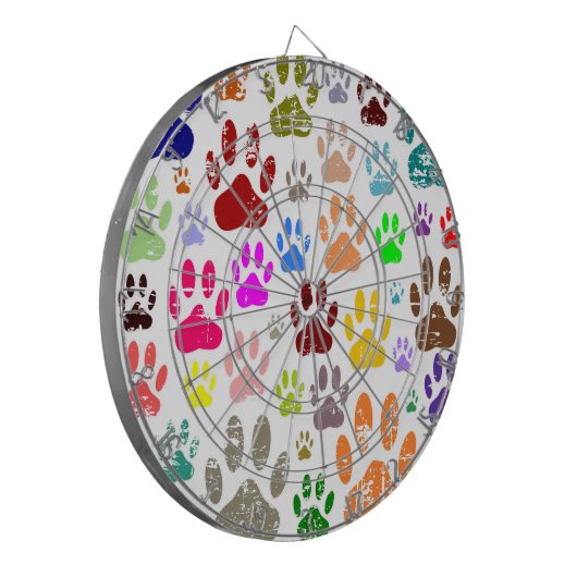 Kleurkleurige dog verven afdrukken dartbord (Voorkant Links)