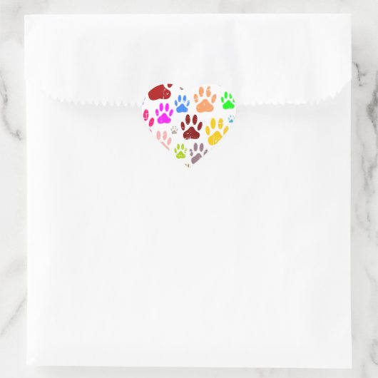 Kleurkleurige dog verven afdrukken hart sticker (Tas)