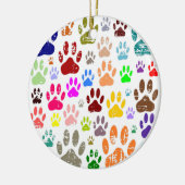 Kleurkleurige dog verven afdrukken keramisch ornament (Links)