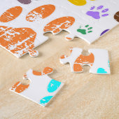 Kleurkleurige dog verven afdrukken legpuzzel (Zijkant)