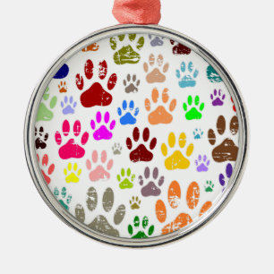 Kleurkleurige dog verven afdrukken metalen ornament
