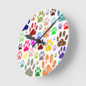 Kleurkleurige dog verven afdrukken ronde klok (Hoek)