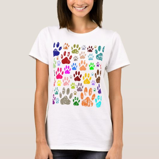 Kleurkleurige dog verven afdrukken t-shirt (Voorkant)