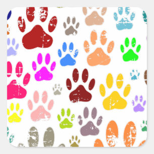Kleurkleurige dog verven afdrukken vierkante sticker