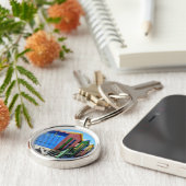 Kleurkleurige doorbraakhutten sleutelhanger (Zijkant)