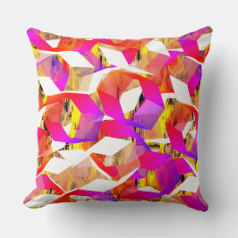 Kleurkleurige en roze zeshoeken boven geel pixelel kussen