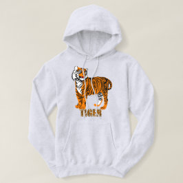Kleurkleurige kleurrijke, bruine tijgerillustratie hoodie