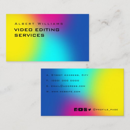 Kleurkleurige verlooptonen visitekaartje (Voorkant / Achterkant)