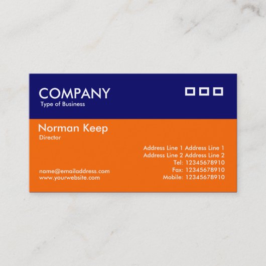 Kleurkoptekst - blauw en Oranje Visitekaartje (Voorkant)