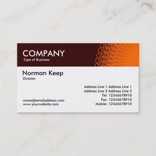 Kleurkoptekst gedecorreerd - Oranje en bruin Visitekaartje (Voorkant)