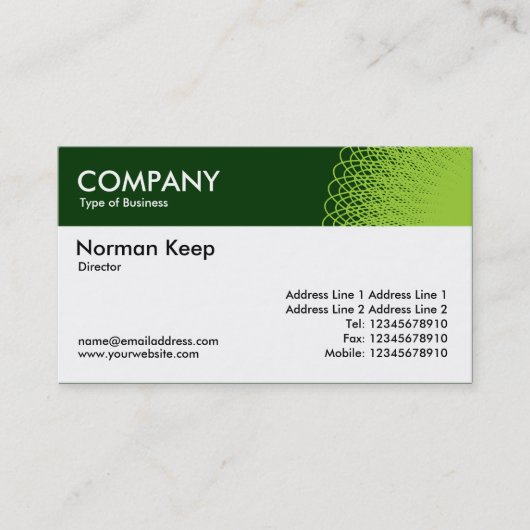 Kleurkoptekst gedecorreerd - schaduwen van groen visitekaartje (Voorkant)