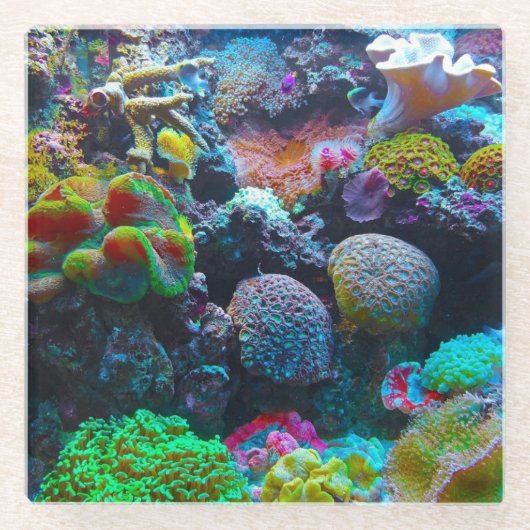 Kleurkoraal Glazen Onderzetter (Voorkant)