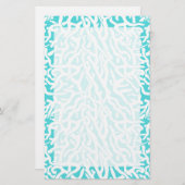 Kleurkoraalrif patroon Nautisch-wit blauw Briefpapier (Voorkant / Achterkant)