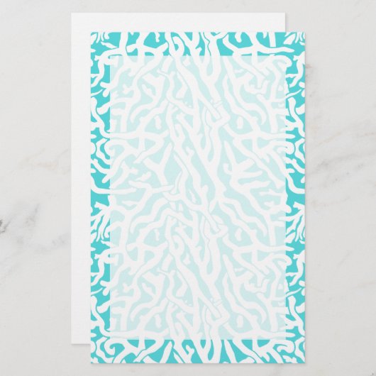 Kleurkoraalrif patroon Nautisch-wit blauw Briefpapier (Voorkant / Achterkant)
