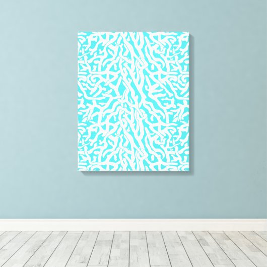 Kleurkoraalrif patroon Nautisch-wit blauw Canvas Afdruk (Insitu (Houten vloer))