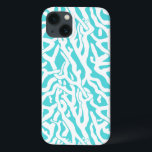 Kleurkoraalrif patroon Nautisch-wit blauw iPhone 13 Hoesje<br><div class="desc">Deze oceaan/strandgeïnspireerde zeepatroon lijkt op een ingewikkeld geweven koraalrif in wit op een beachy - blauwe achtergrond. Het originele, elegante koraalrif ontwerp is gemaakt in een stencil blik. De kleur van blauw doet denken aan heldere, heldere tropische zeeen. Dit eenvoudige, moderne ontwerp is perfect voor een kust-/strandhuisthema. "Pas het aan"...</div>