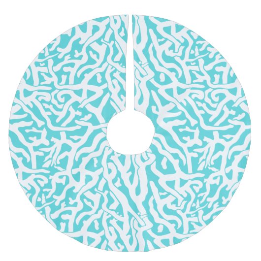 Kleurkoraalrif patroon Nautisch-wit blauw Kerstboom Rok (Voorkant)
