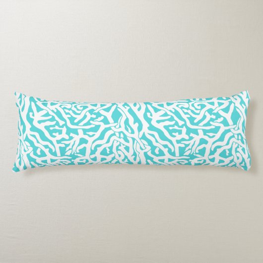 Kleurkoraalrif patroon Nautisch-wit blauw Lichaamskussen (Voorkant)