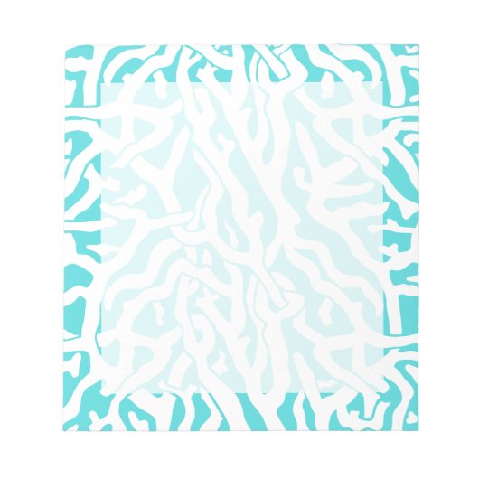 Kleurkoraalrif patroon Nautisch-wit blauw Notitieblok (Voorkant)