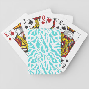 Kleurkoraalrif patroon Nautisch-wit blauw Pokerkaarten
